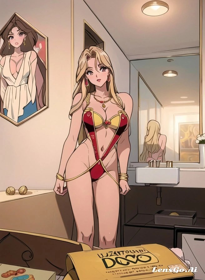 Невероятно соблазнительная блондинка с большой посылкой, которая приходит с