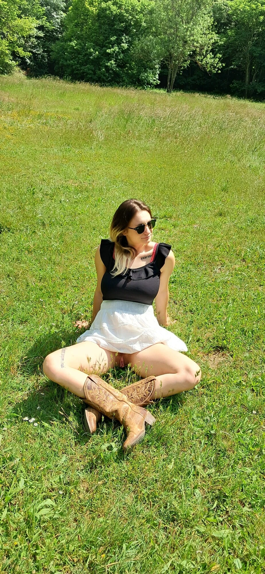 Mini skirt in the forest and nothing underneath #2