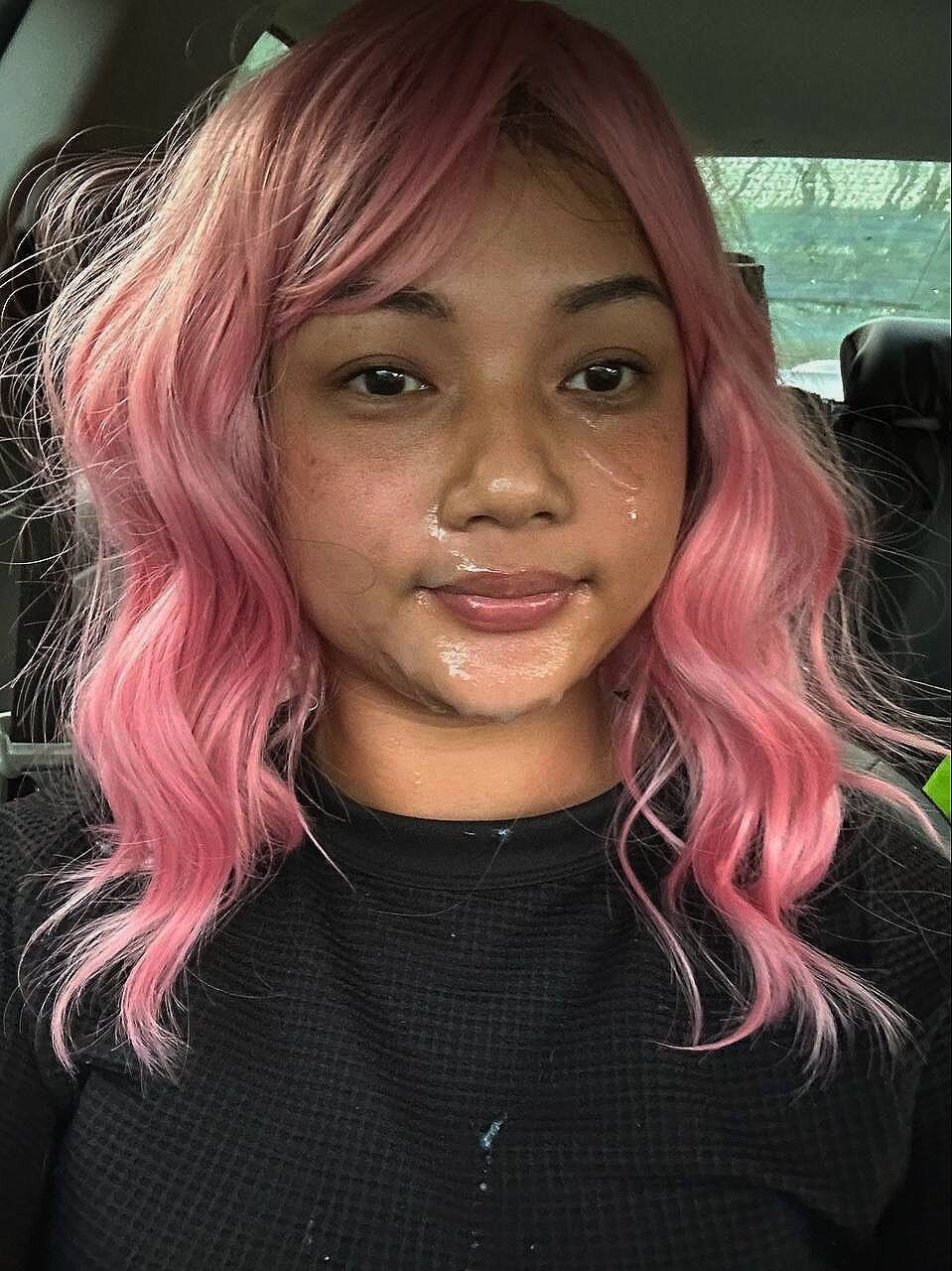 AznCumQueen Public Facials. Asian drenched In Cum
