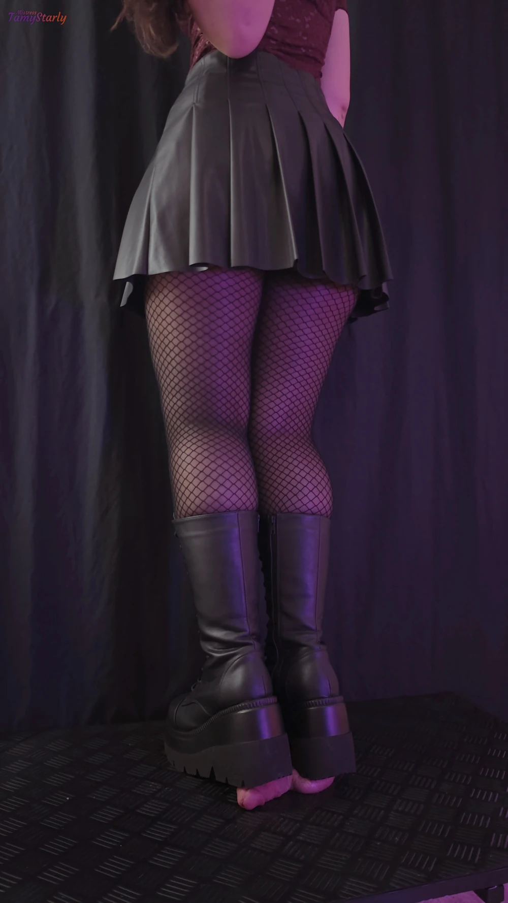 Goth Mistress Rupturing Balls in Demonia Shaker 72 Platform