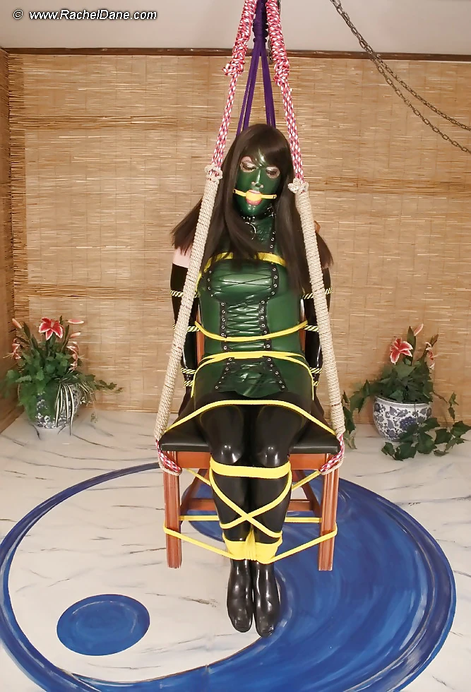 Sex Slave in Green Latex Dress and bondage #4