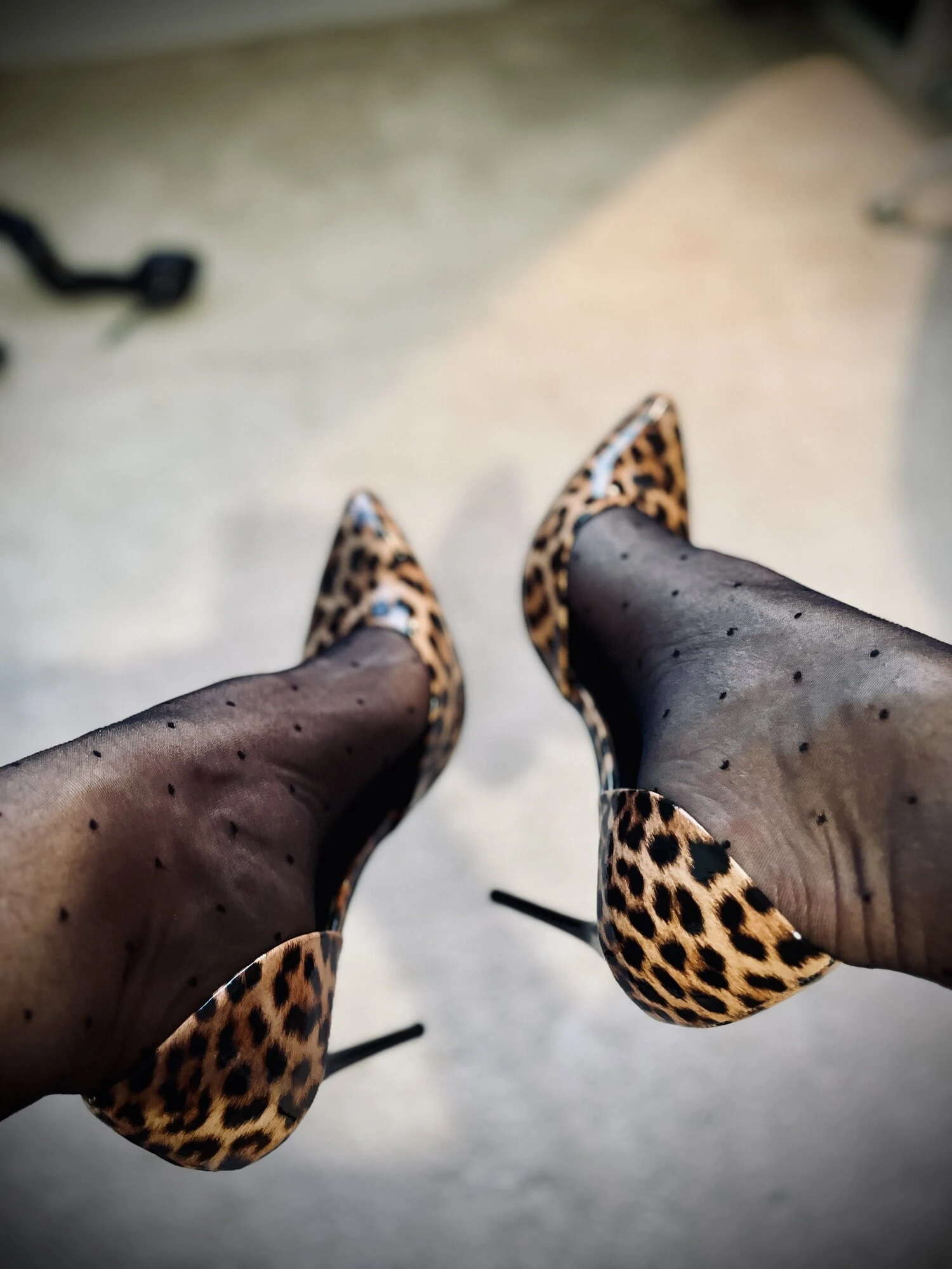 Yüksek topuklu çoraplı noktalı külotlu çorap