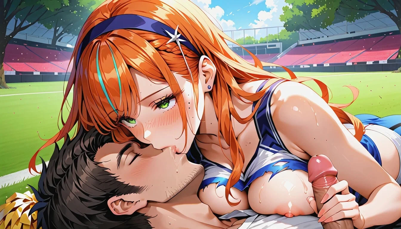 Büyük memeli kızıl saçlı ponpon kız tüm deliklerini dolduruyor