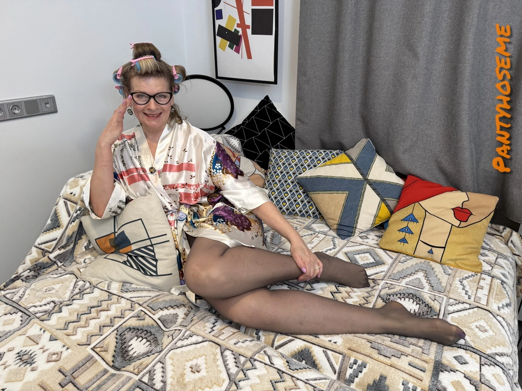 Gilf Diana Douglas Getting Ready Wearing Pantyhose