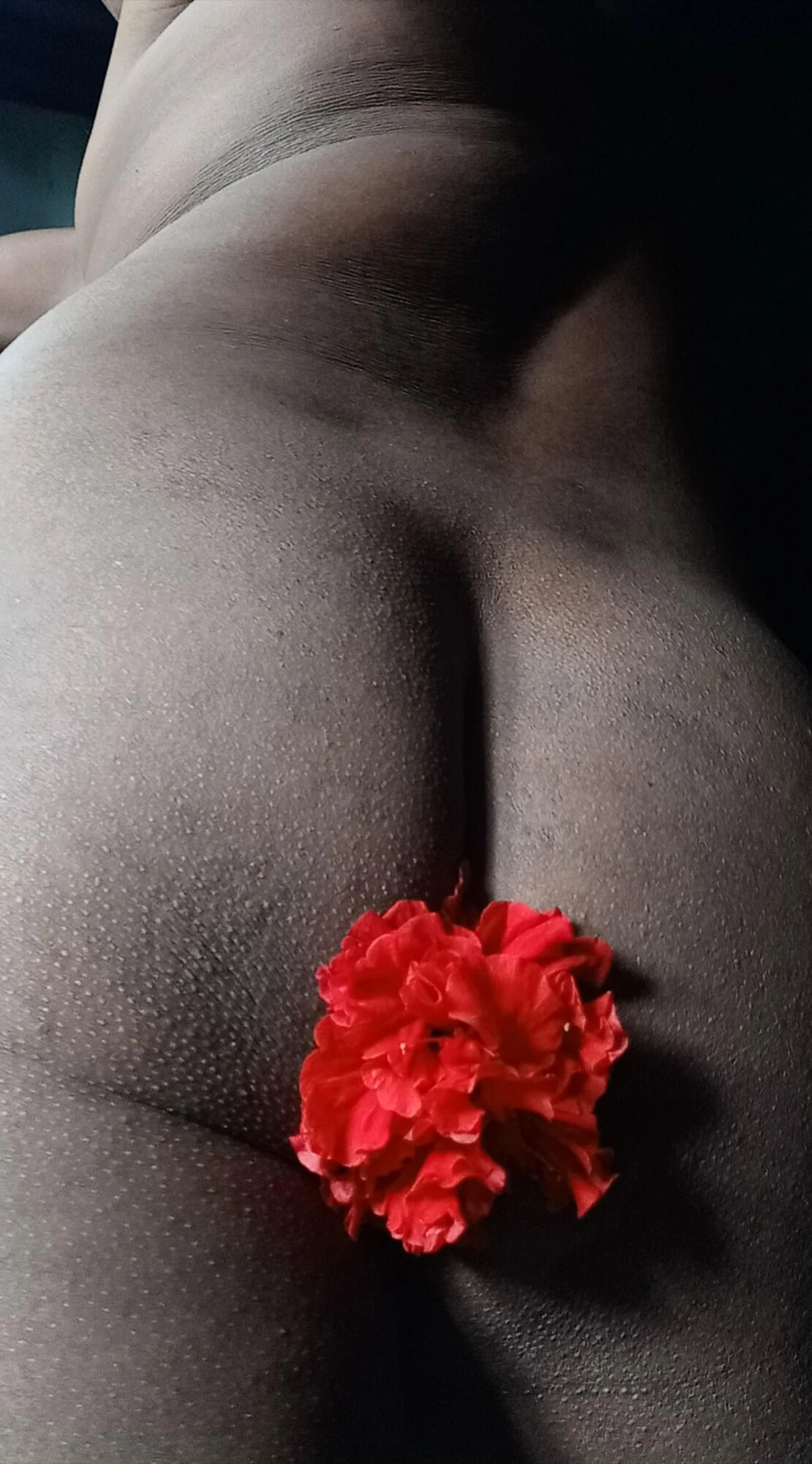 Kırmızı çiçekli seksi tombul popo