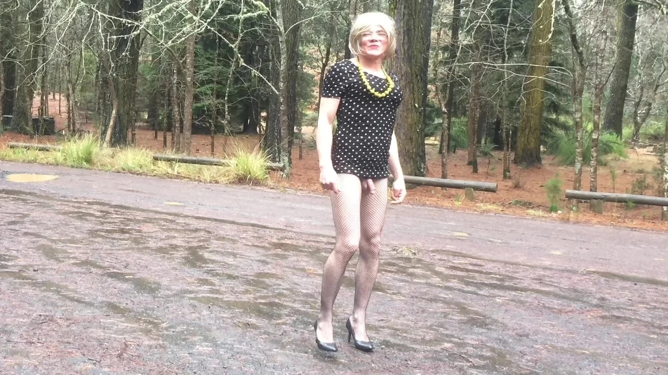 Cross dress Road Trip - Short dress, fish nets 