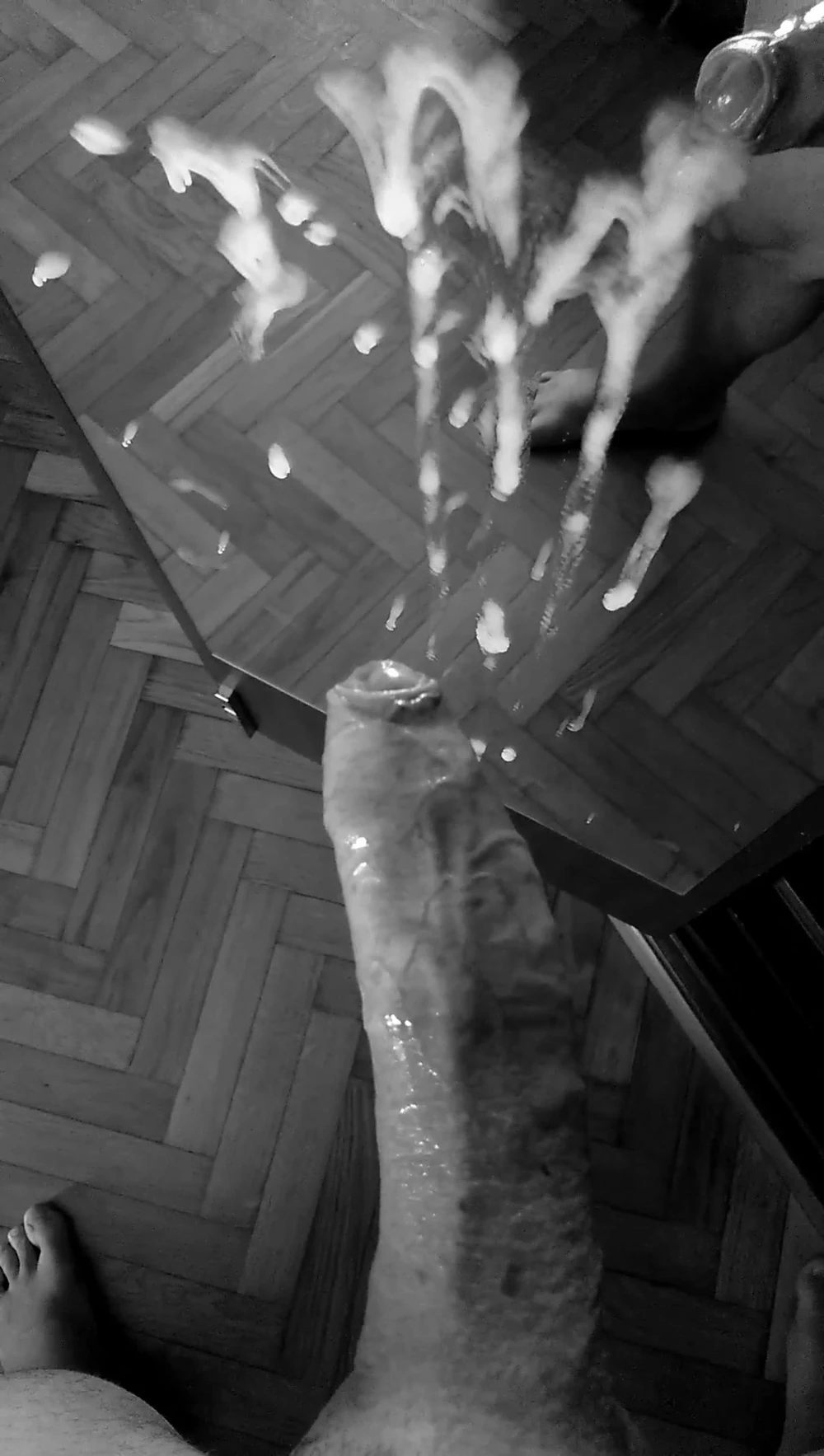 Me, my big uncut cock and my huge thick cumloads in B&W! #3