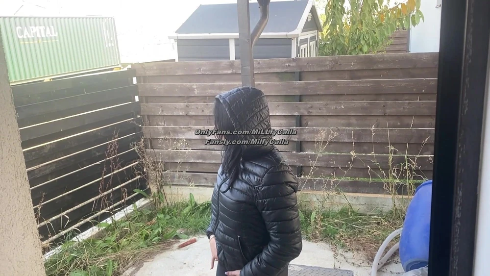 Blowjob & Doggy with Double Cum on My Black Downjacket #4