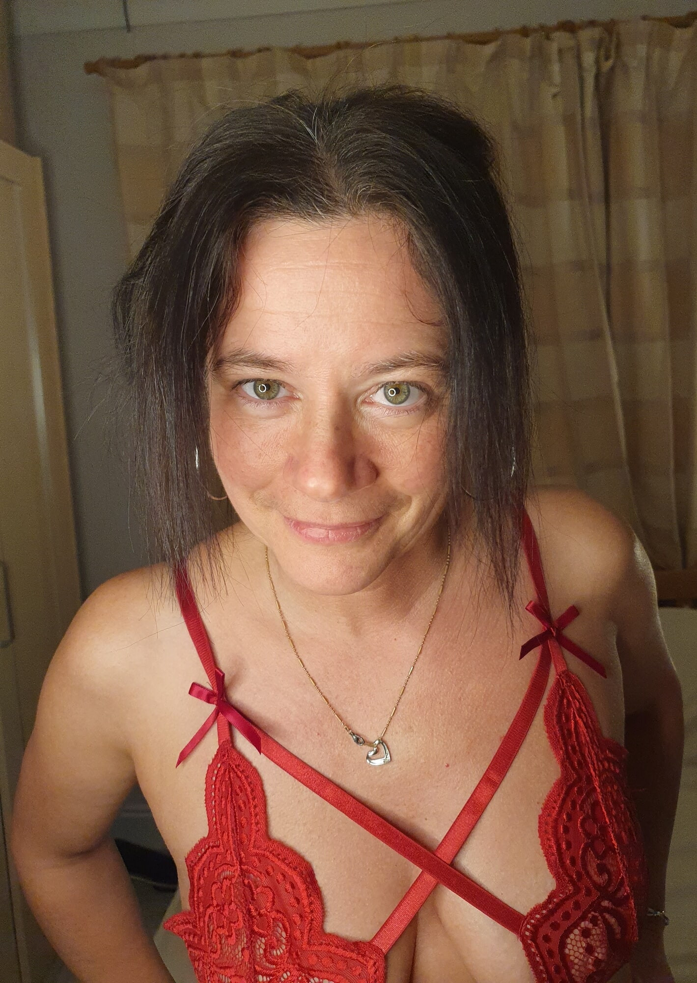 Lady in red lingerie