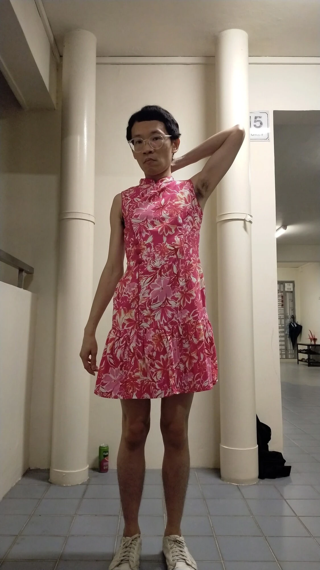 Secretly wearing someone CNY cheongsam dress.