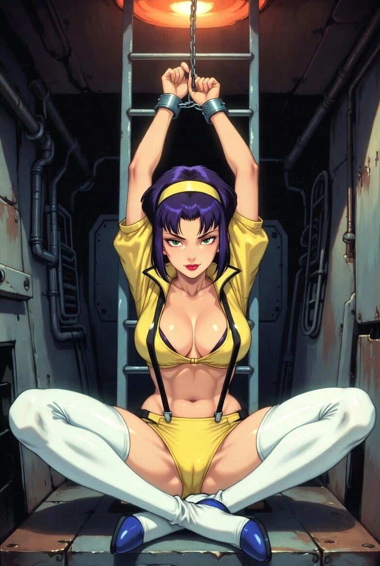 Faye Valentine gemi tutuşunda zincirleniyor - mor kıllı