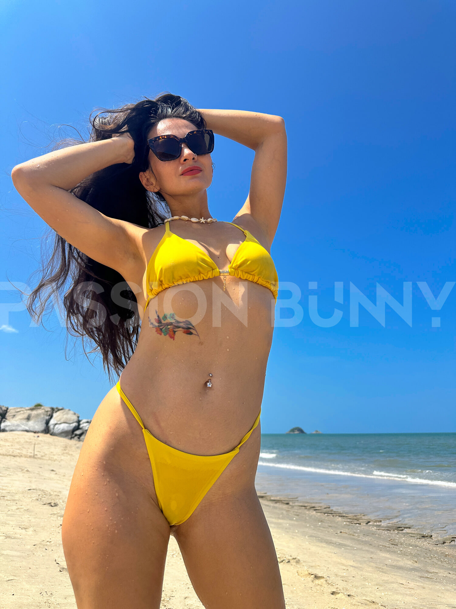 Public fun and beauty teasing on the beach