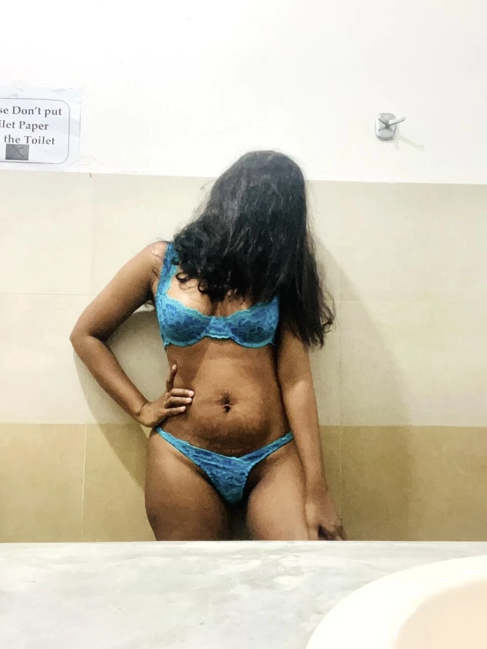 Srilankan girl office blue panty