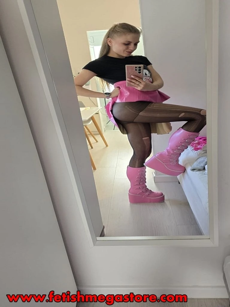 Nasty Fishnet Teenie Hussy masturbation with l #2