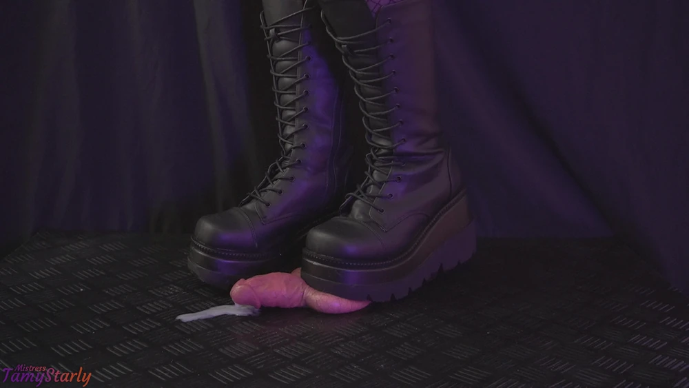 Goth Mistress Rupturing Balls in Demonia Shaker 72 Platform #3