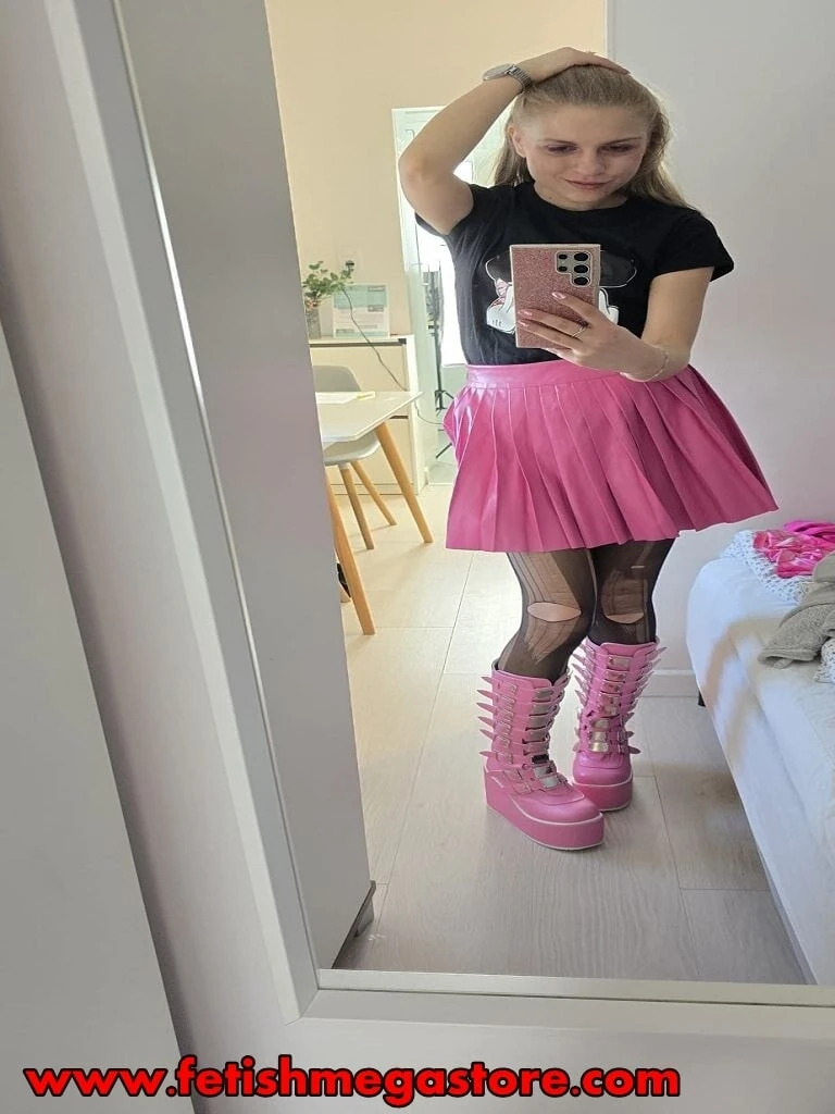 Nasty Fishnet Teenie Hussy masturbation with l #4