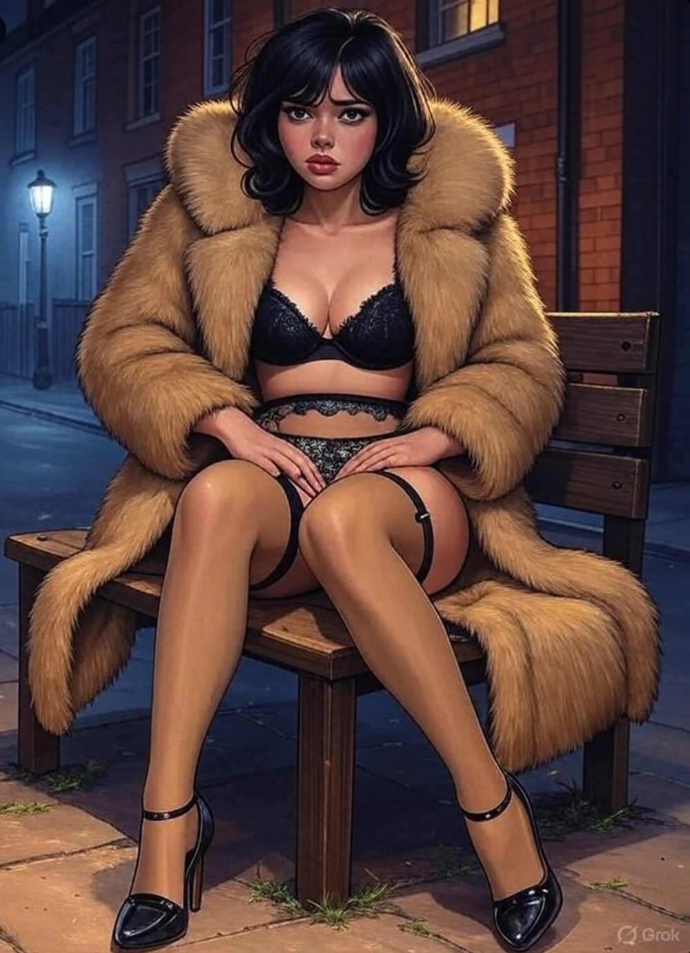 Pixwhores Experimental: Fur Coat & Knickers #4